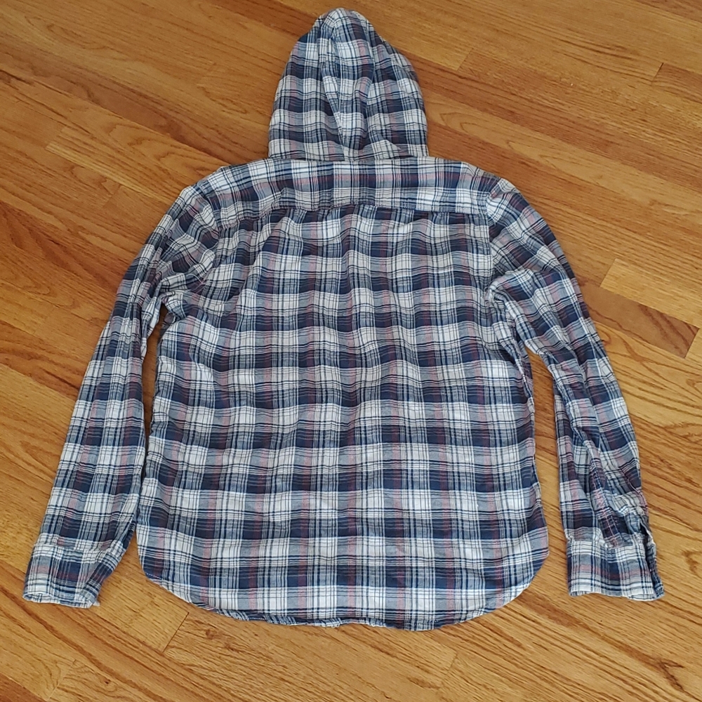 ❌SOLD❌ 44MM Plaid Flannel Hoodie Button Down Large - Picture 2 of 4